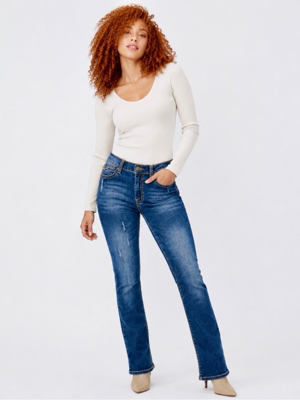Vintage Y2K Zanadi Distressed Embellished Flap Pocket Jeans Size 16